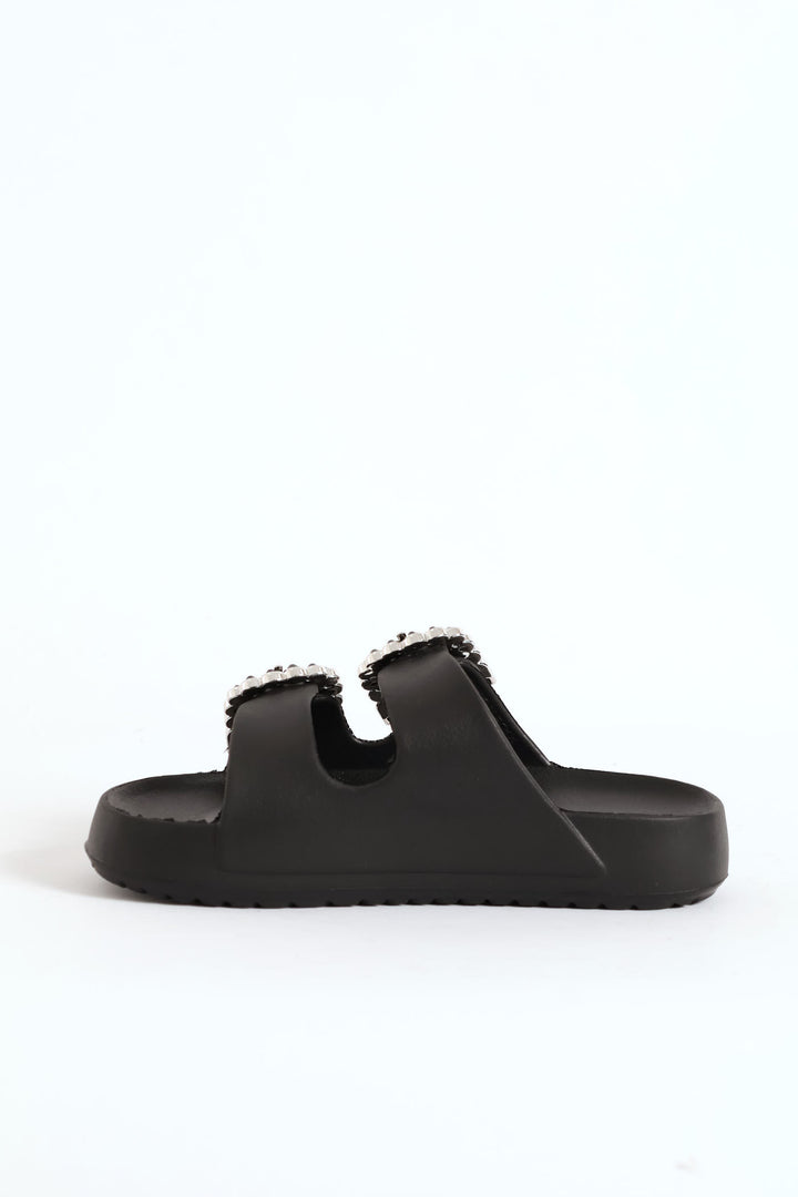 Girls Gem Moulded Health Sandal - Black