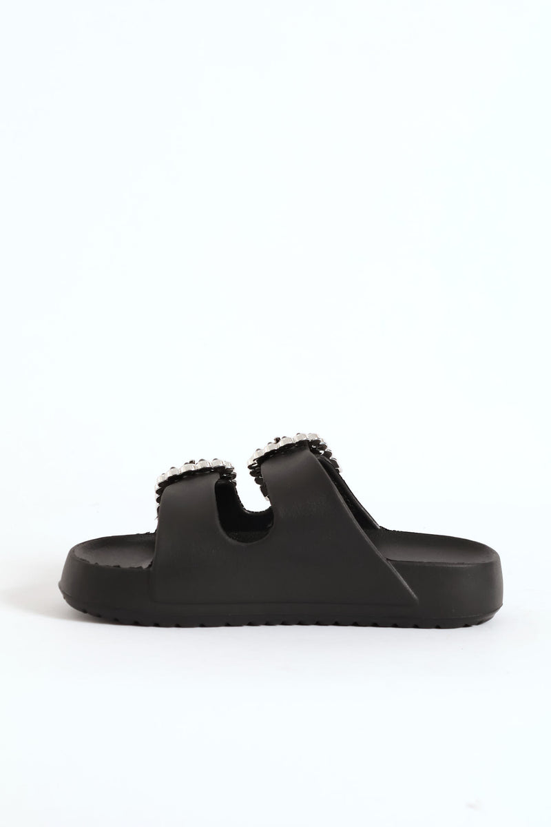 Girls Gem Moulded Health Sandal - Black