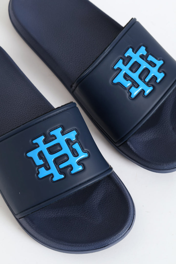 Embossed Brand On Upper Pool Slide - Navy/Blue