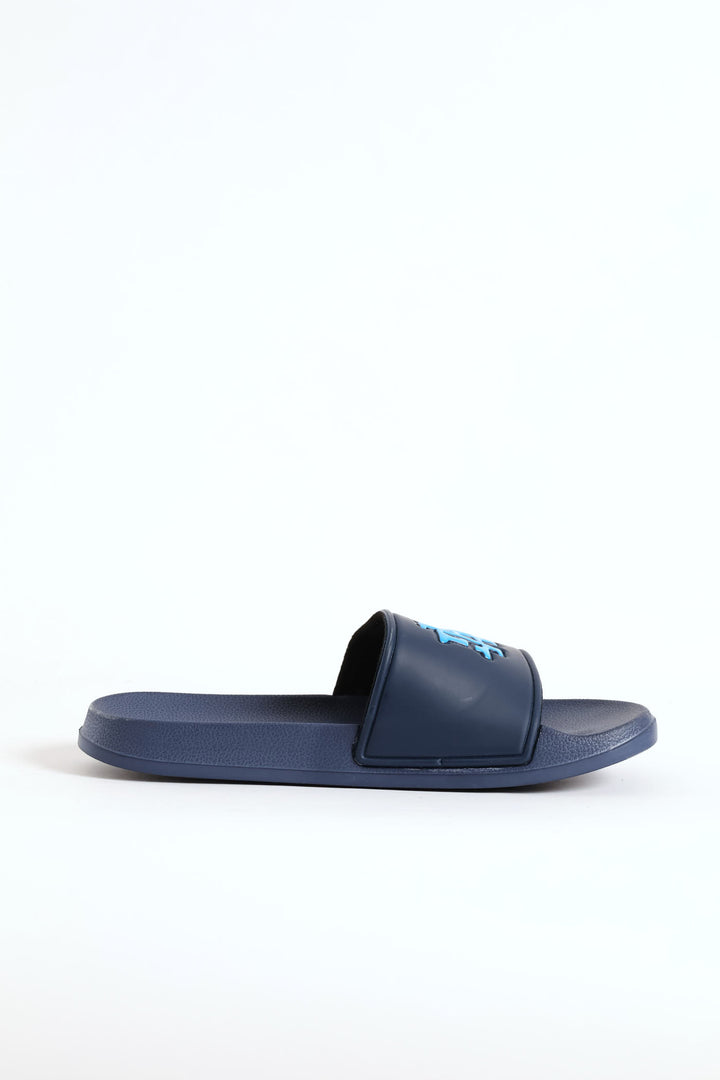 Embossed Brand On Upper Pool Slide - Navy/Blue