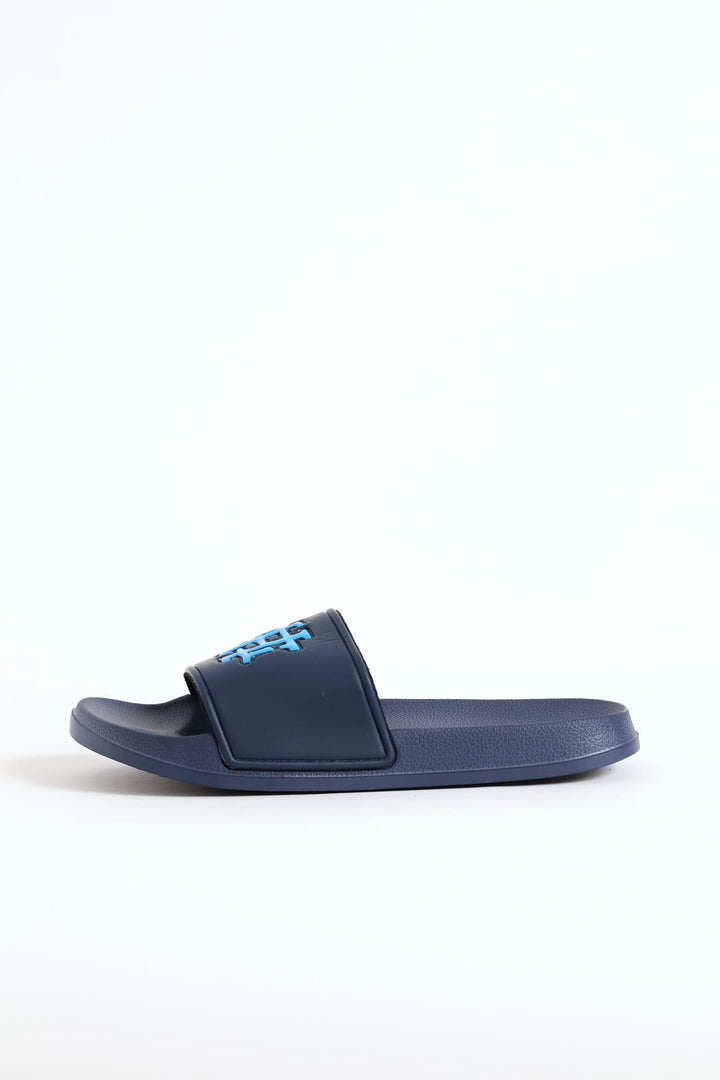 Embossed Brand On Upper Pool Slide - Navy/Blue