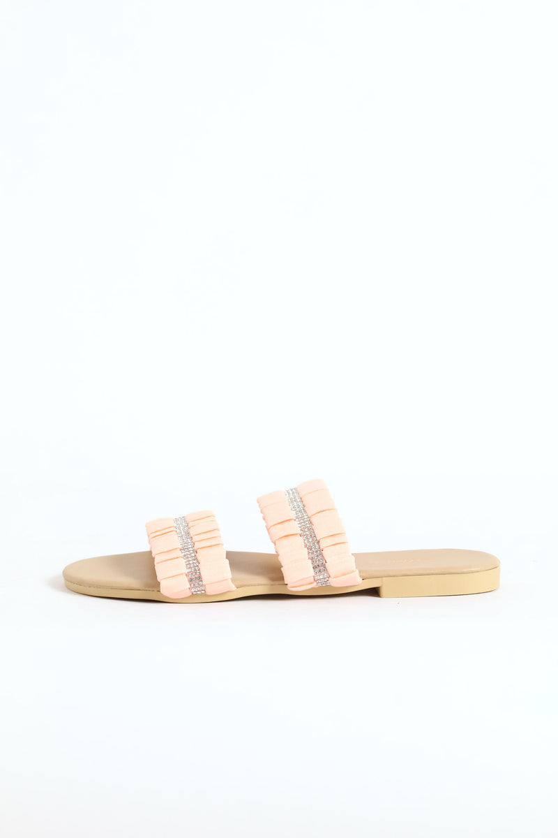 Girls Ruched Double Band Sandal - Blush