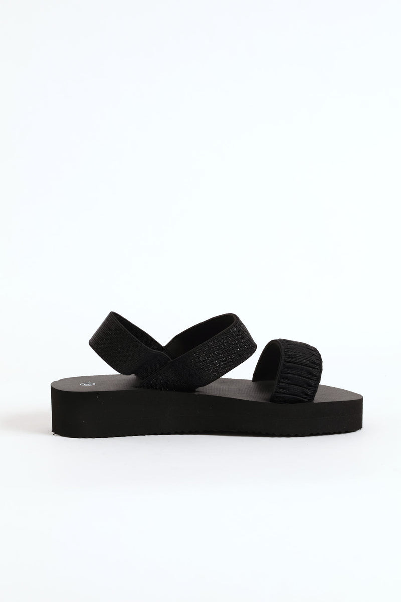 Girls Elastic Eva Wedge Sandal - Black
