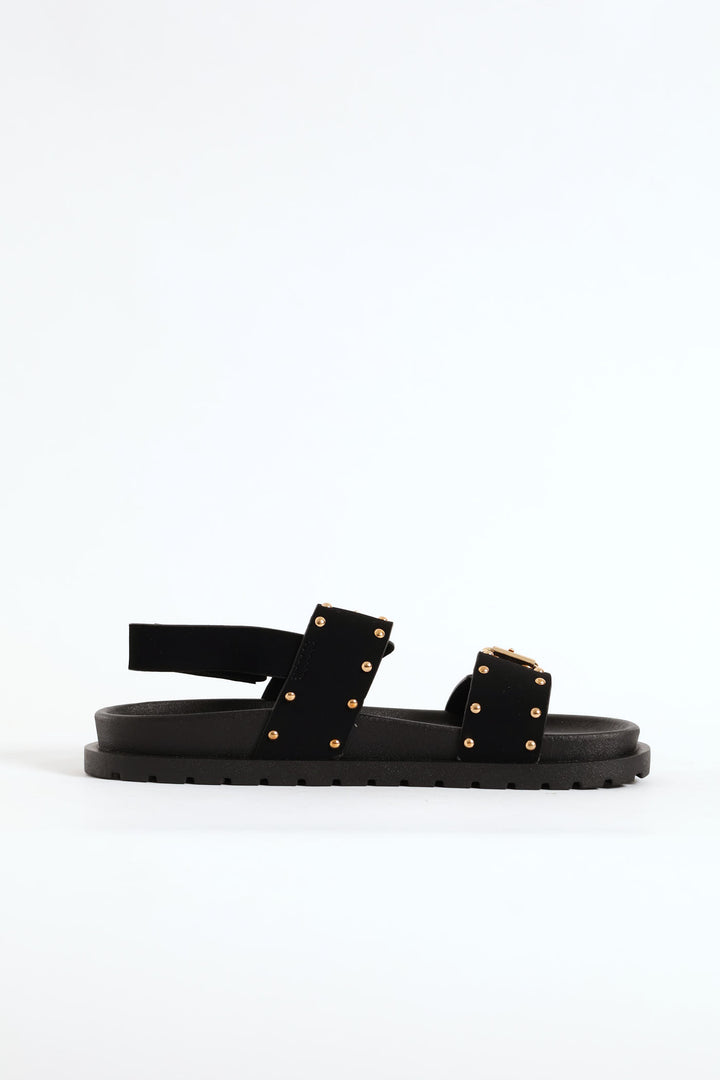 Girls Studded Chunky Sandal - Black
