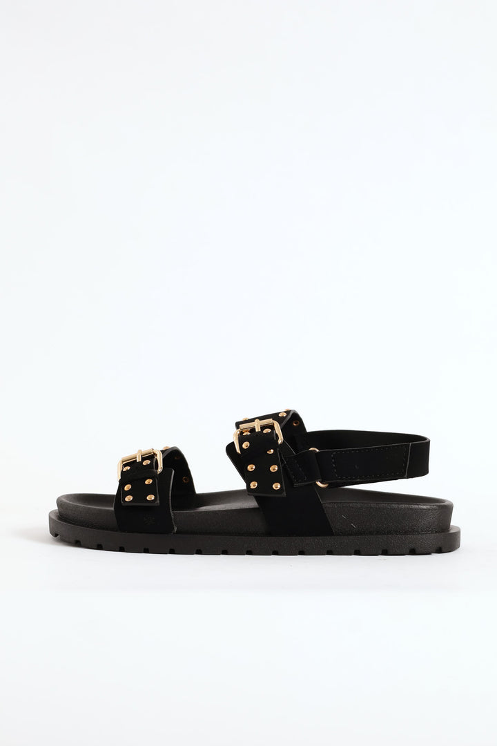 Girls Studded Chunky Sandal - Black