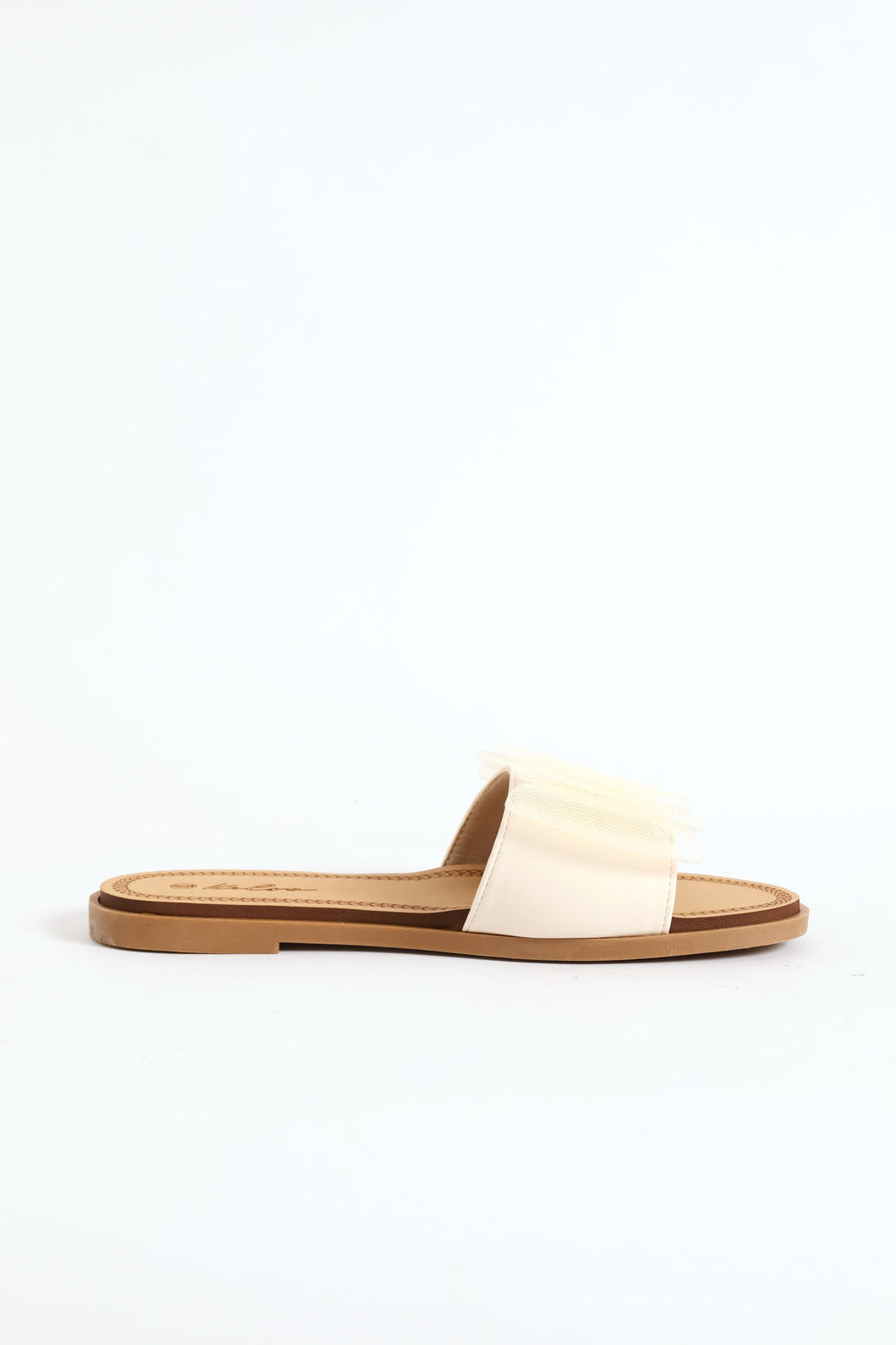 Mesh Bow Upper On Comfort Outsole Sandal - Natural