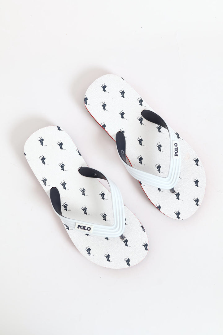 Monogram Flip Flop - White/Navy