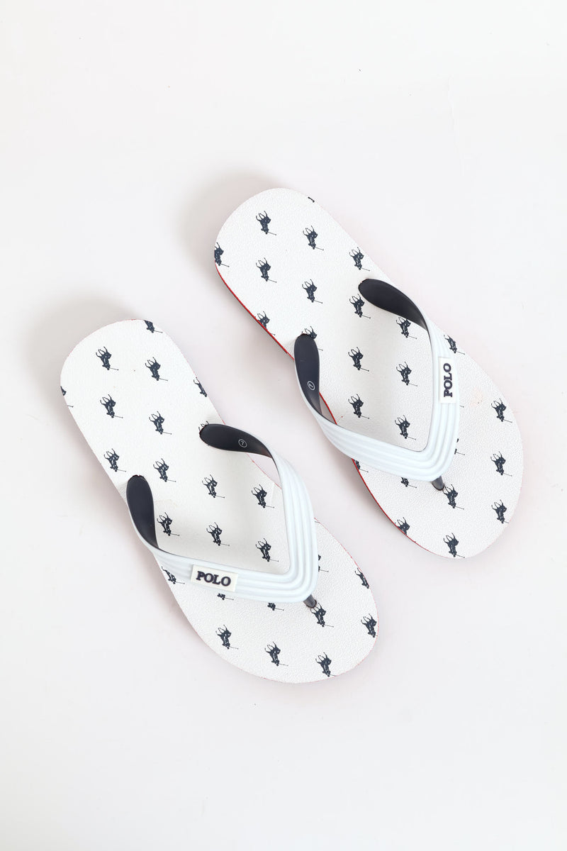 Monogram Flip Flop - White/Navy