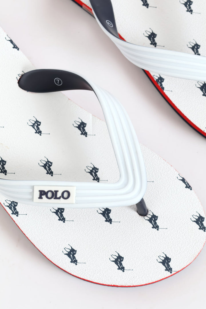 Monogram Flip Flop - White/Navy