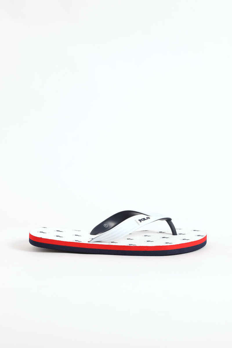 Monogram Flip Flop - White/Navy