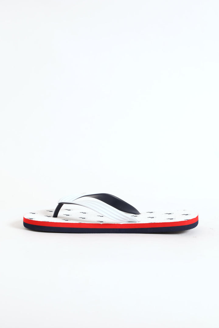 Monogram Flip Flop - White/Navy
