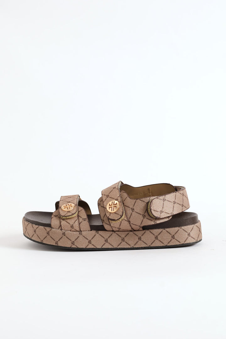 Canvas Double Velcro Strap Slingback Sandal - Natural