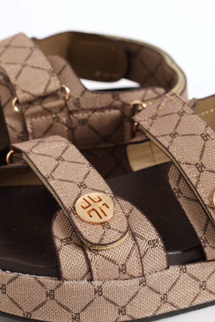 Canvas Double Velcro Strap Slingback Sandal - Natural