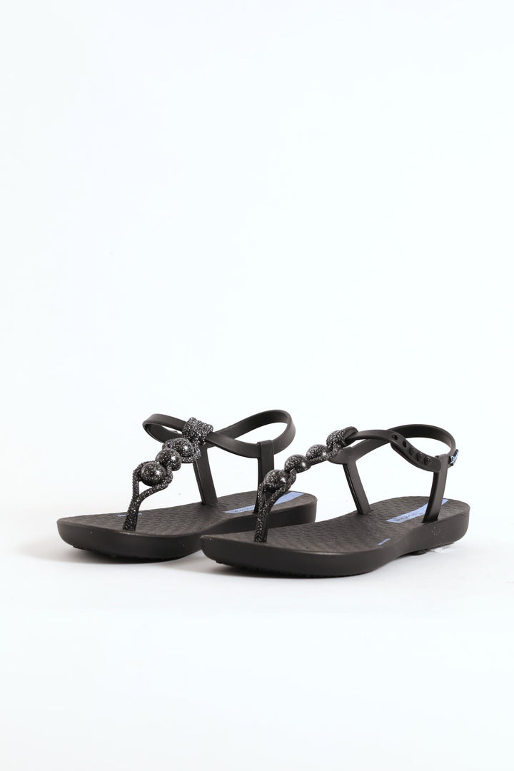 Girls Slingback Thong Sandal - Black
