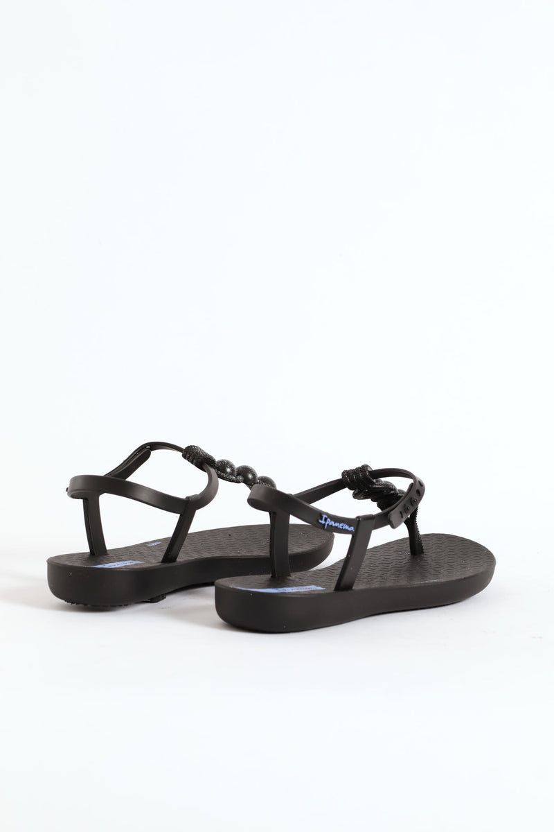 Girls Slingback Thong Sandal - Black