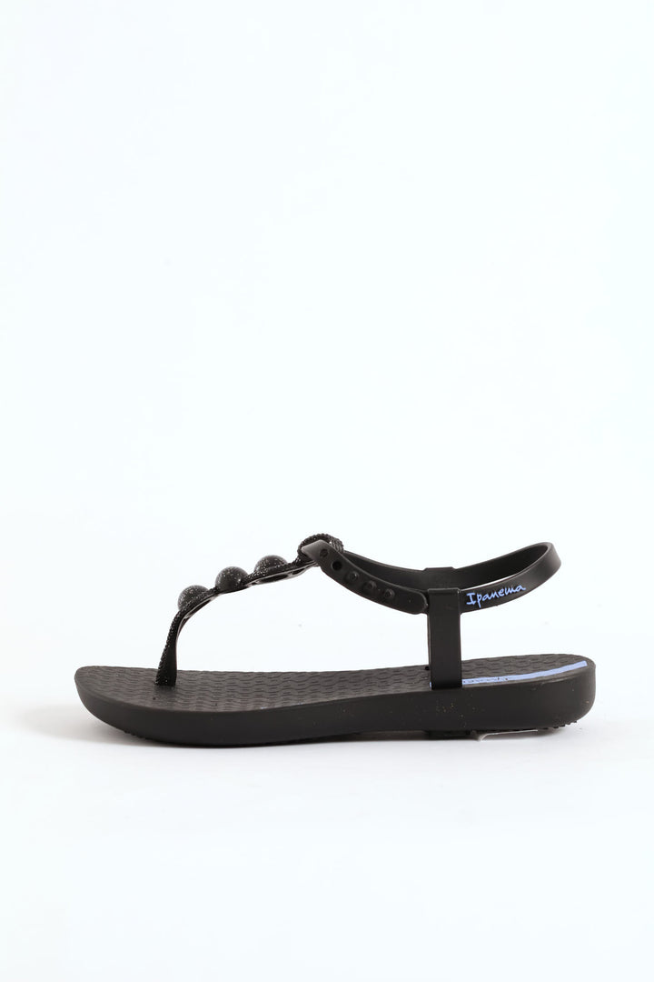 Girls Slingback Thong Sandal - Black