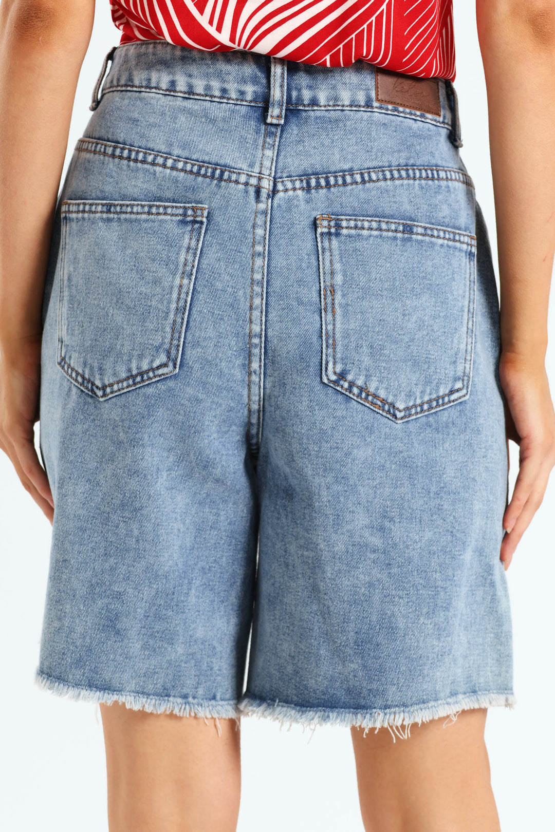 Raw Hem Boyfriend Mid Thigh Denim Short - Dark Wash Ink