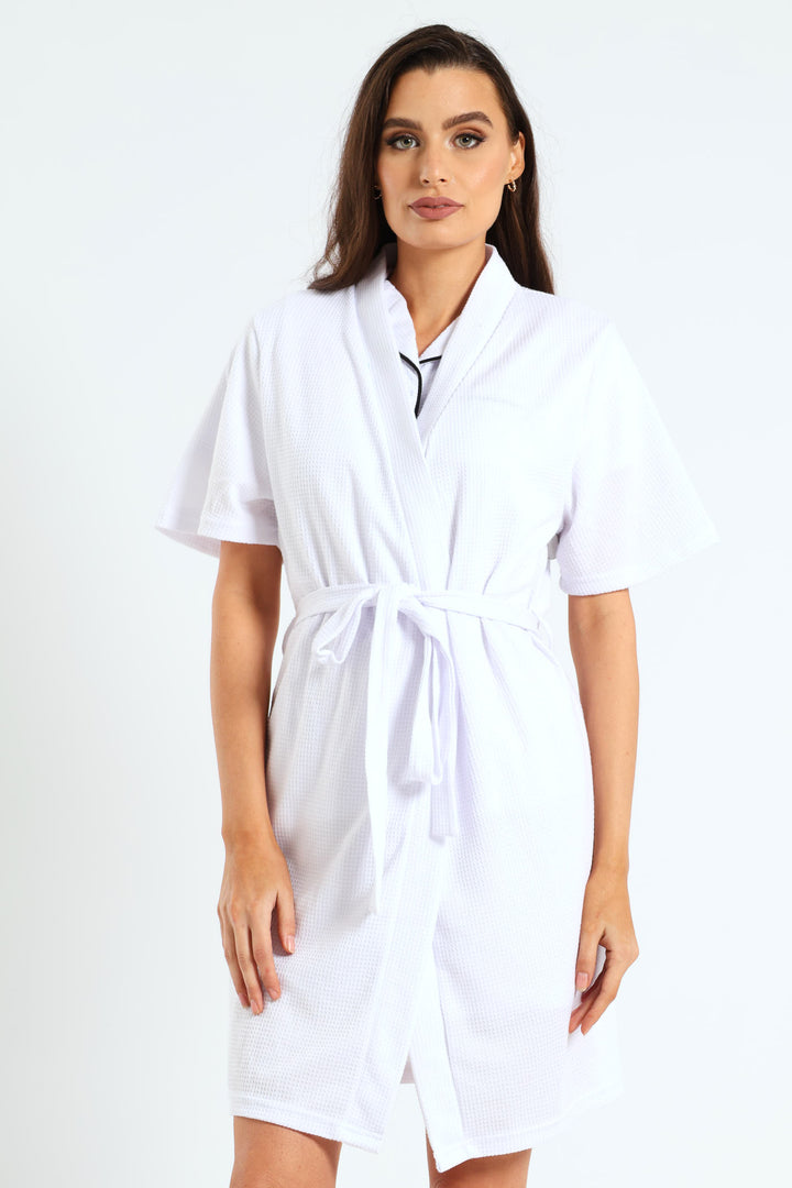 Waffle Knit Gown - White