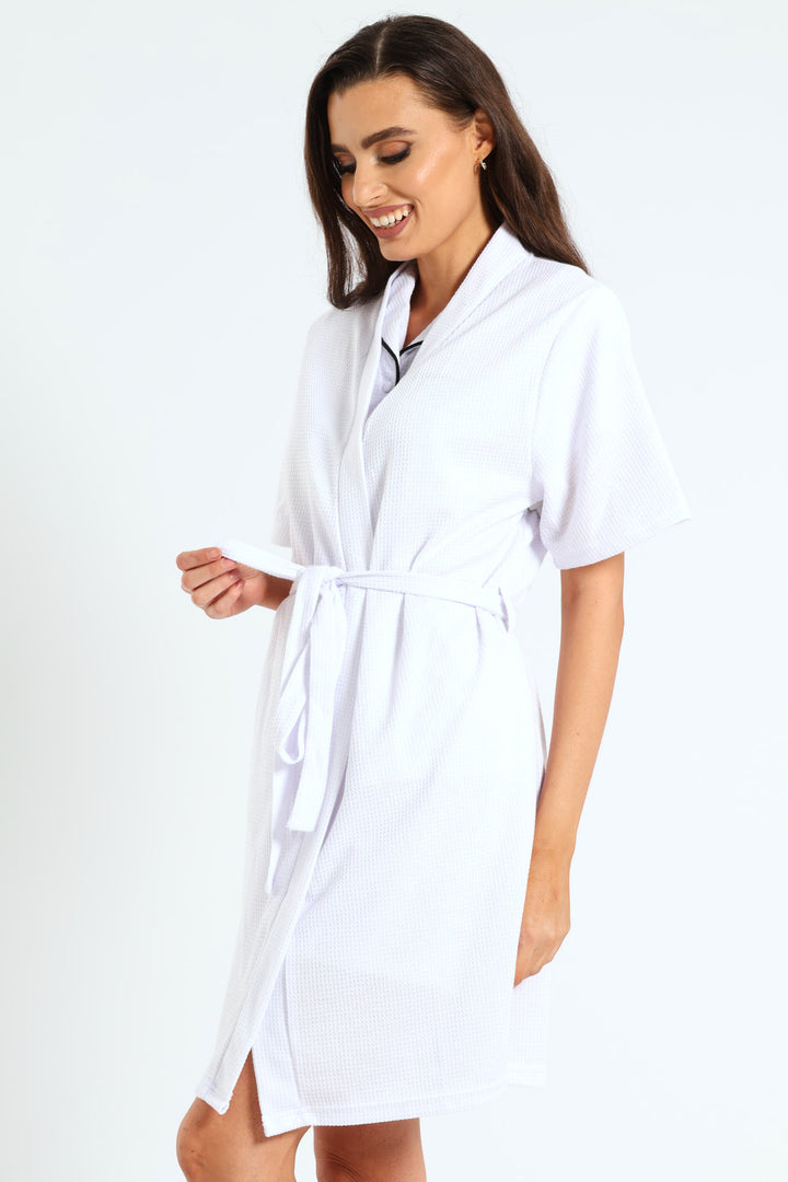 Waffle Knit Gown - White