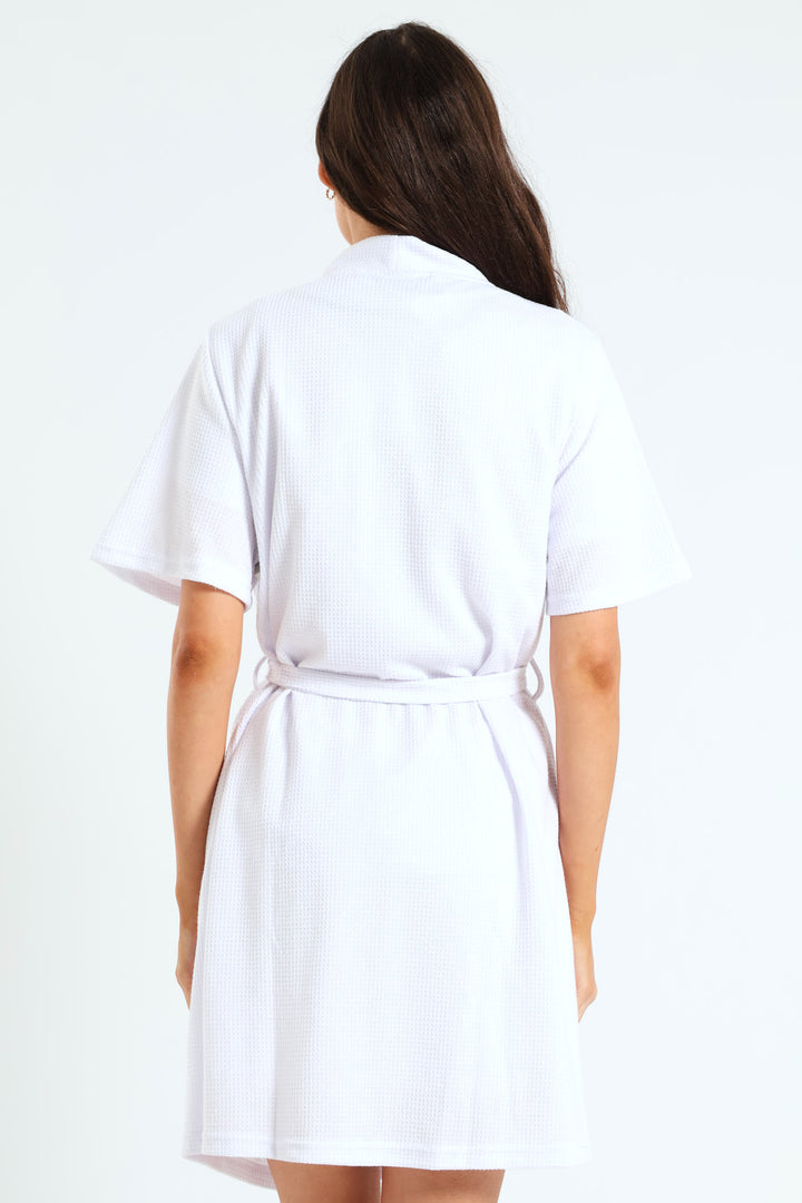 Waffle Knit Gown - White