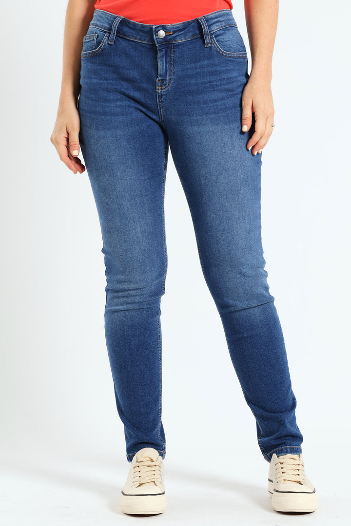 Power Skinny Low Rise Jeans - Med Wash