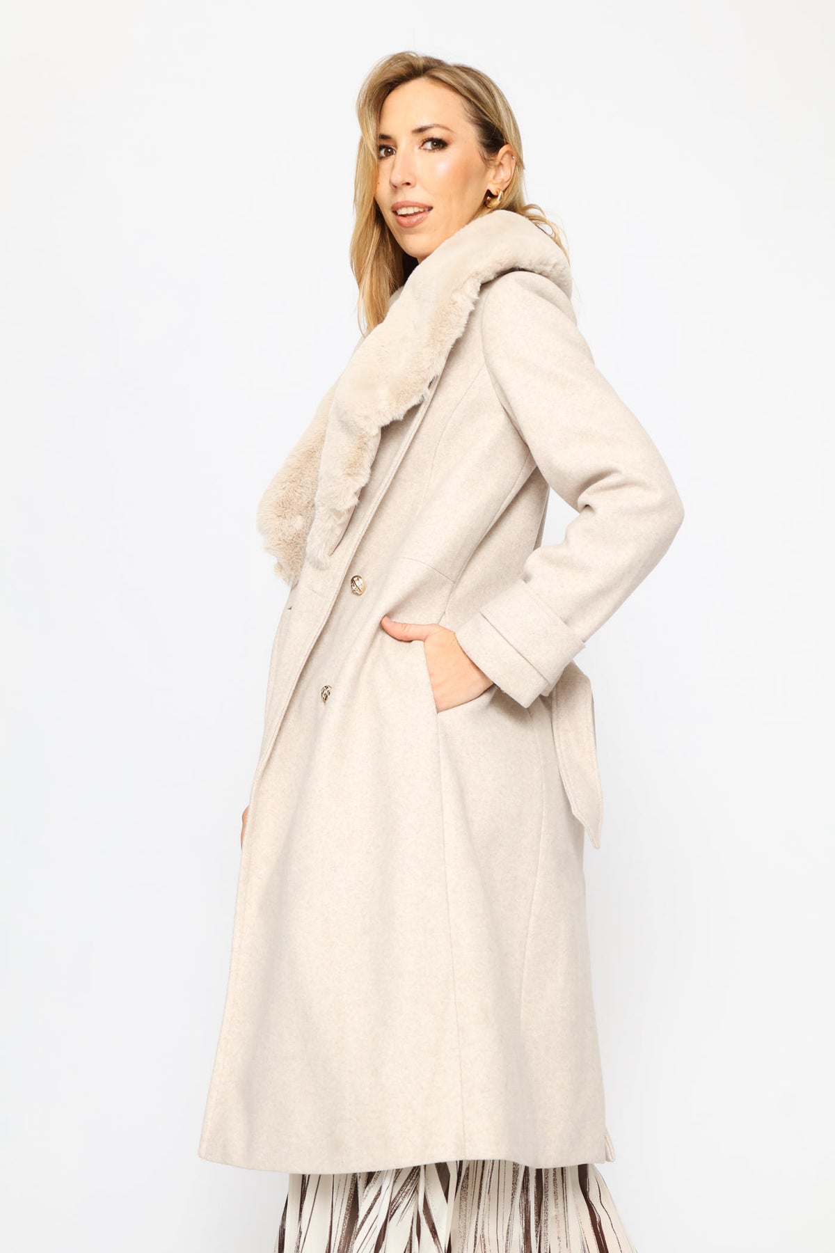 Ladies Diana Fur Collar Coat - Oatmeal – Edgars