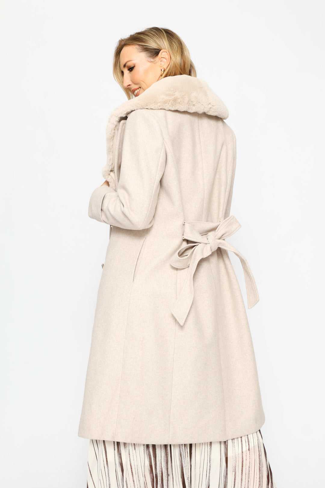 Diana Fur Collar Coat - Oatmeal