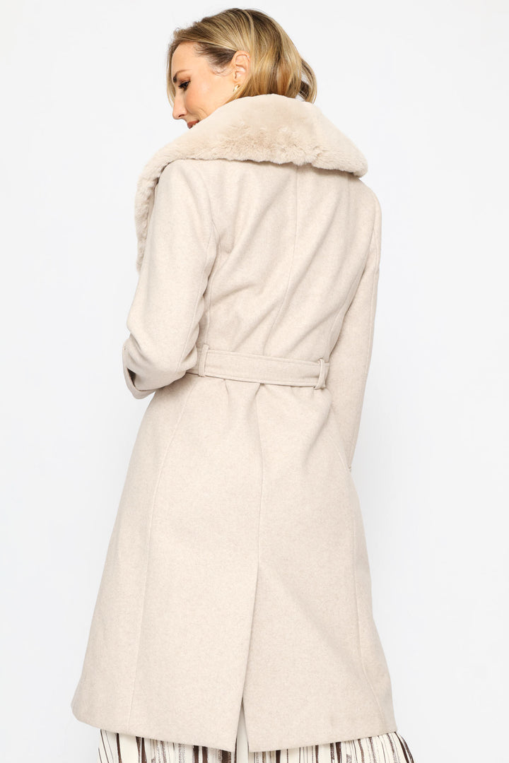 Diana Fur Collar Coat - Oatmeal
