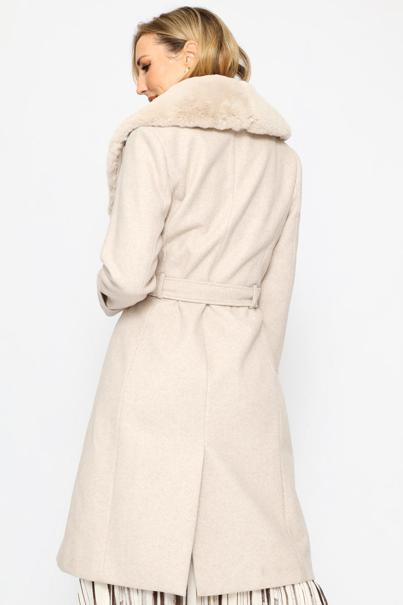 Diana Fur Collar Coat - Oatmeal