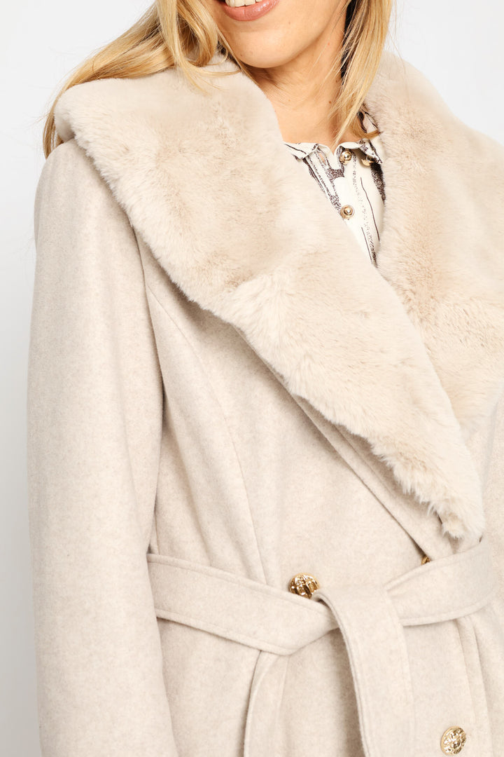 Diana Fur Collar Coat - Oatmeal