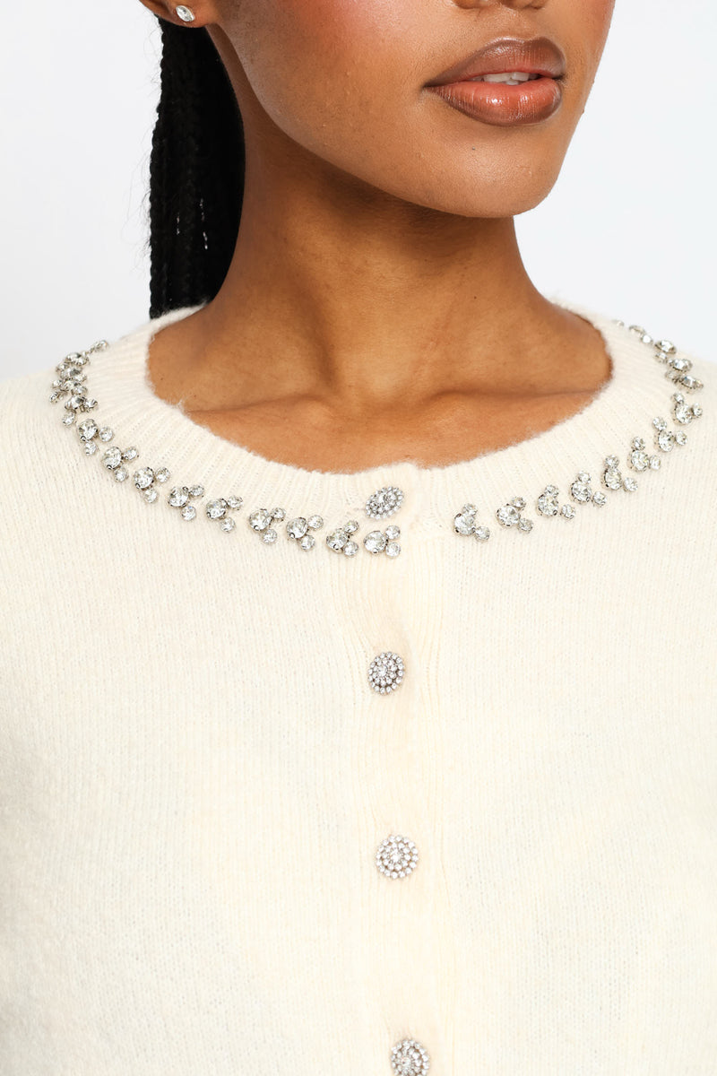 Jewel Mohair Cardi - Cream