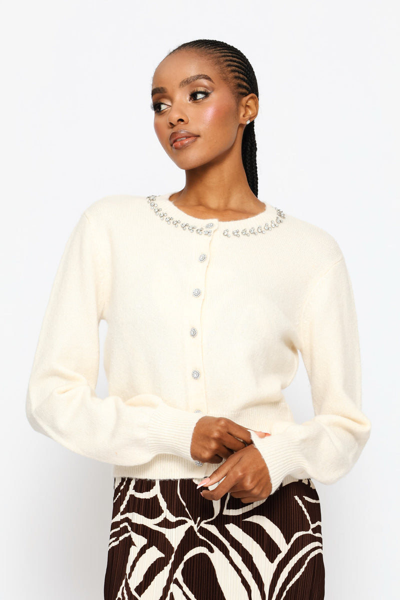 Jewel Mohair Cardi - Cream