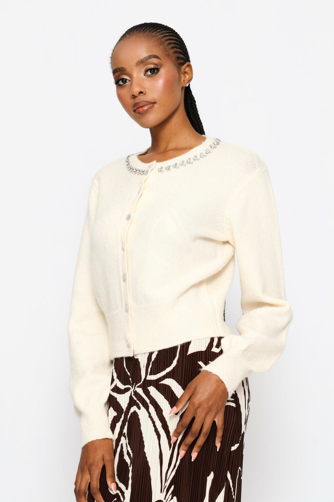 Jewel Mohair Cardi - Cream