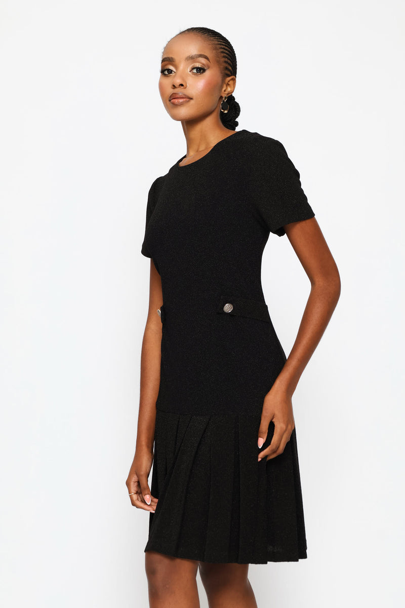 Ladies Box Pleated Shimmer Shift Dress