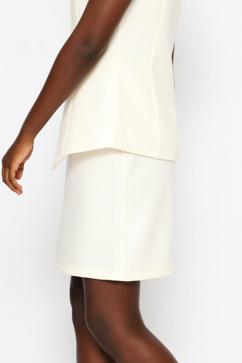 Tweed A-Line Skirt - Cream