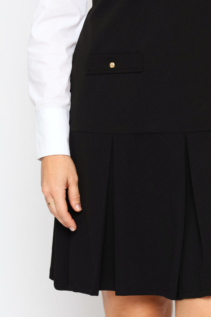 Button Pocket Shift Dress - Black