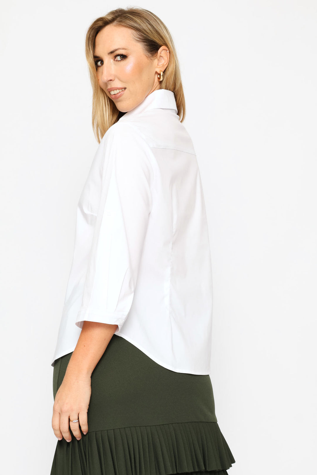 3/4 Sleeve Classic Formal Shirt - White