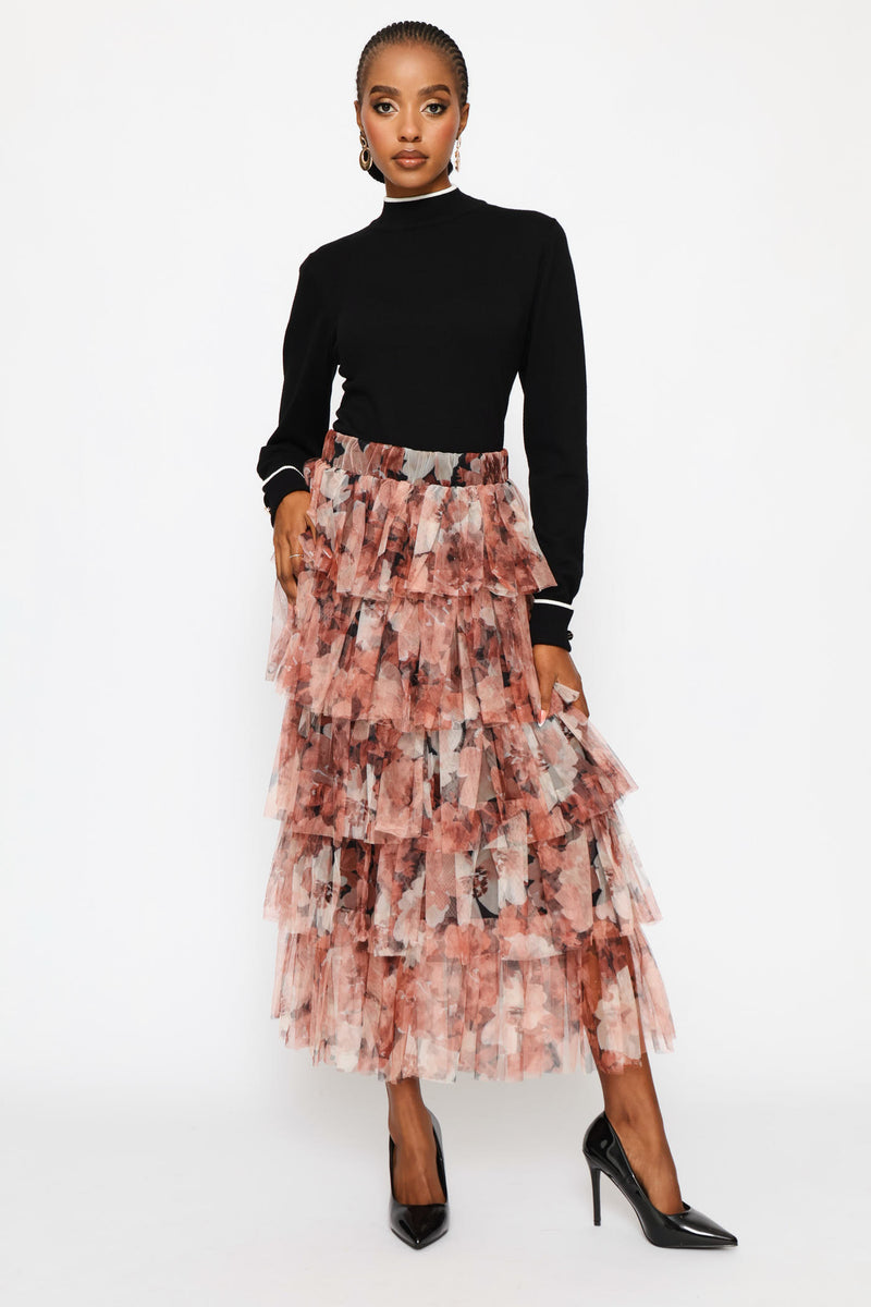 Turtleneck Turn Up Sleeve Pullover - Black