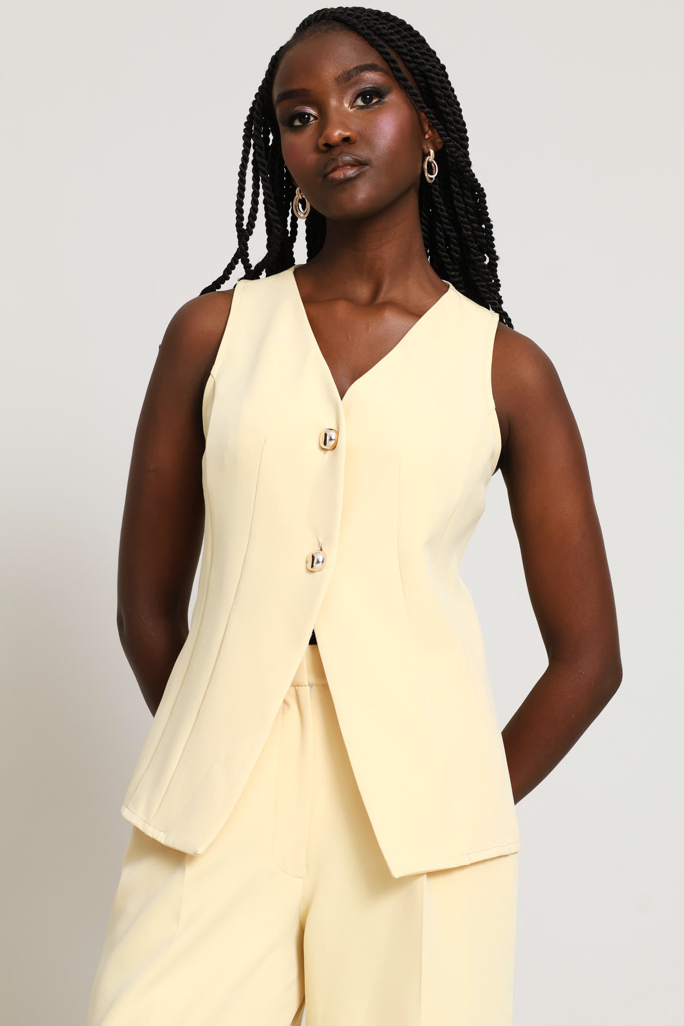 Ladies Notch Hem Waistcoat - Butter Yellow – Edgars