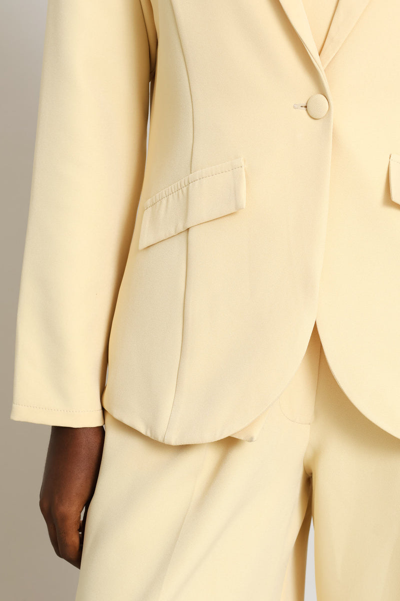 Button Angled Pocket Blazer - Butter Yellow