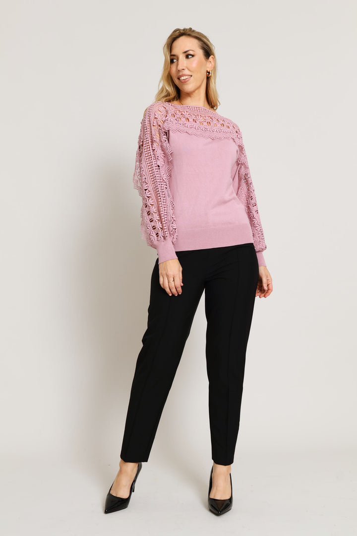 Lace Detail Knitwear - Mauve