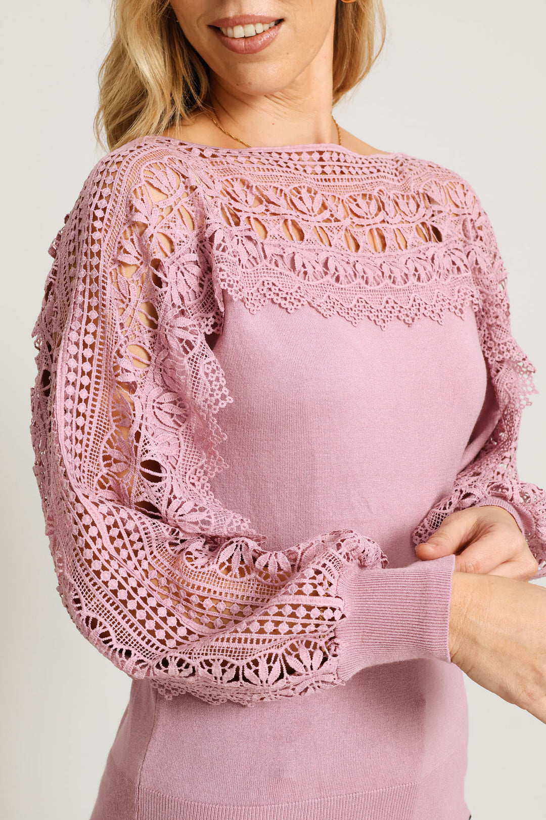 Lace Detail Knitwear - Mauve