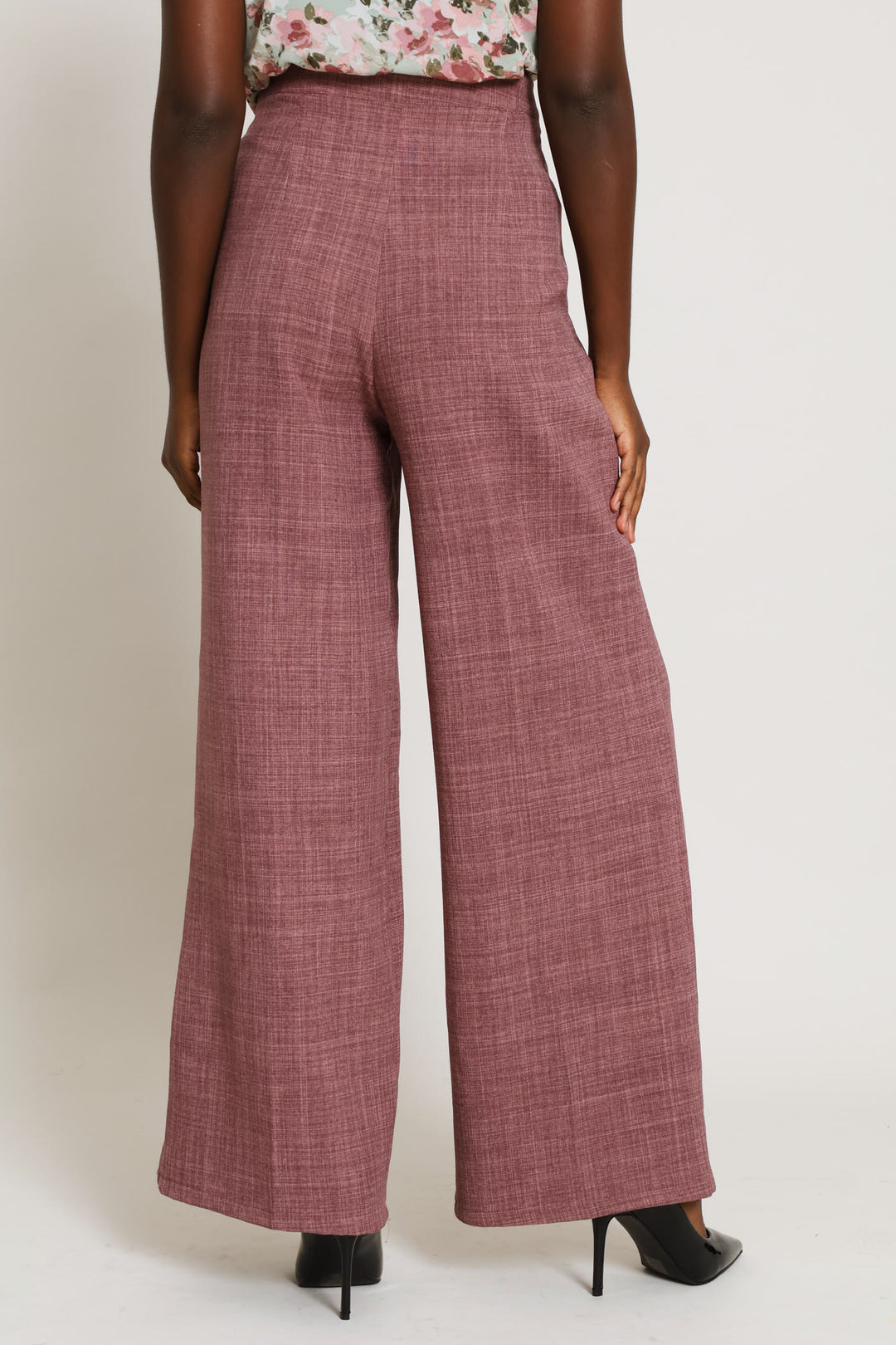 Fancy Button Linen Blend Straight Leg Pant - Mauve