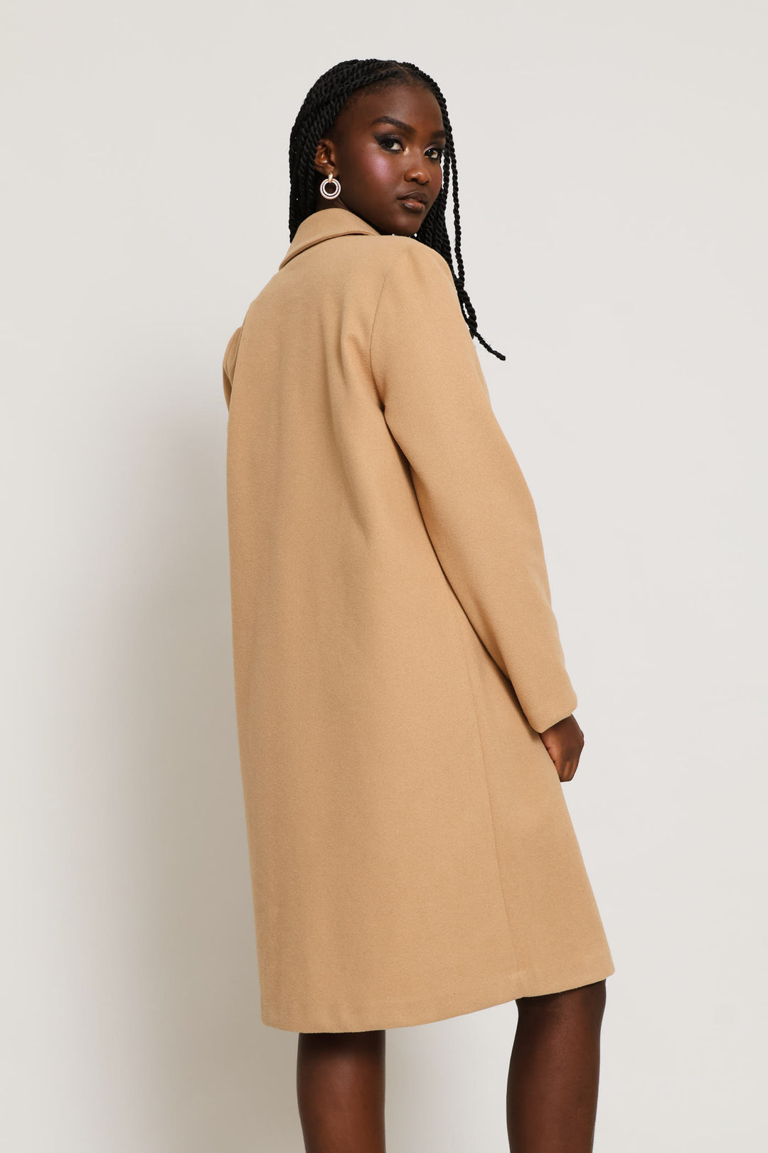 Basic Panelled Pocket Coat - Latte