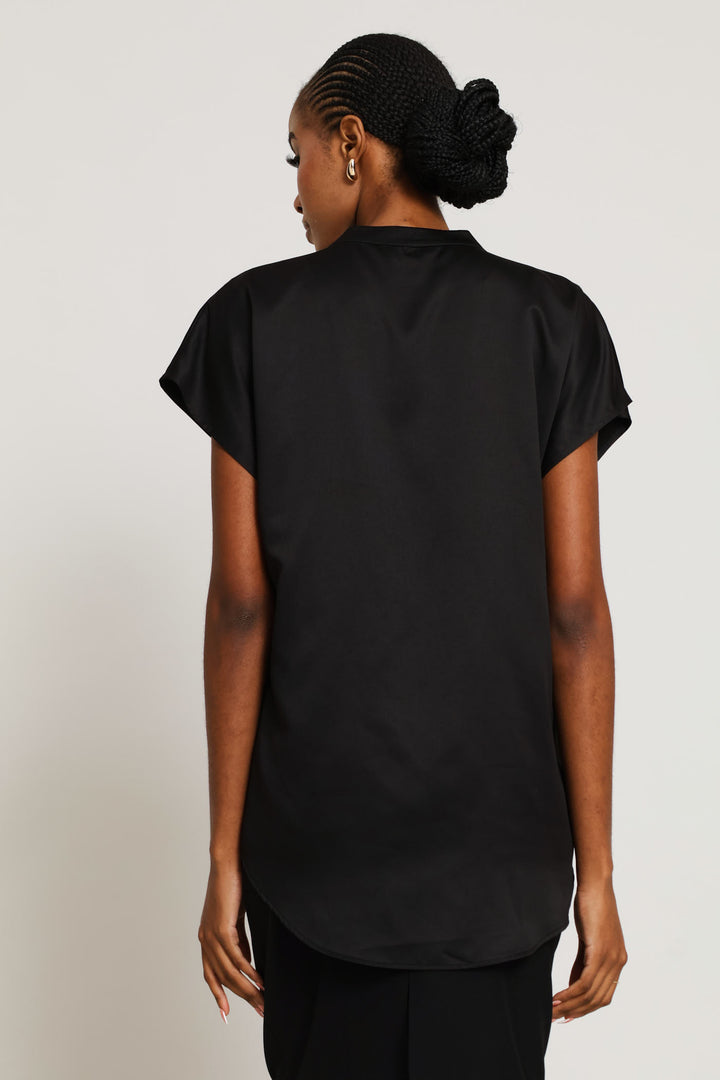 Mandarin Collar Blouse - Black