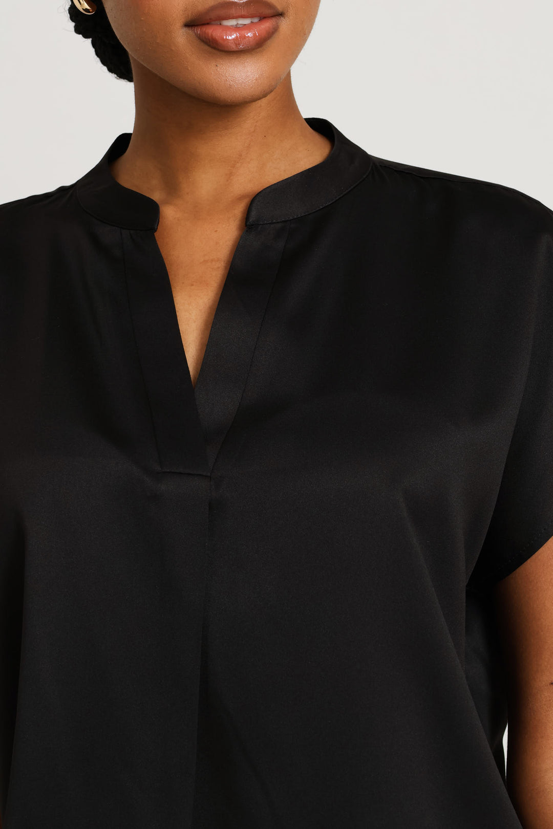 Mandarin Collar Blouse - Black