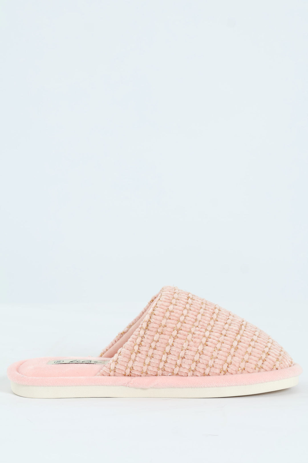 Chenille & Gold Closed Toe Mule Slipper - Blush