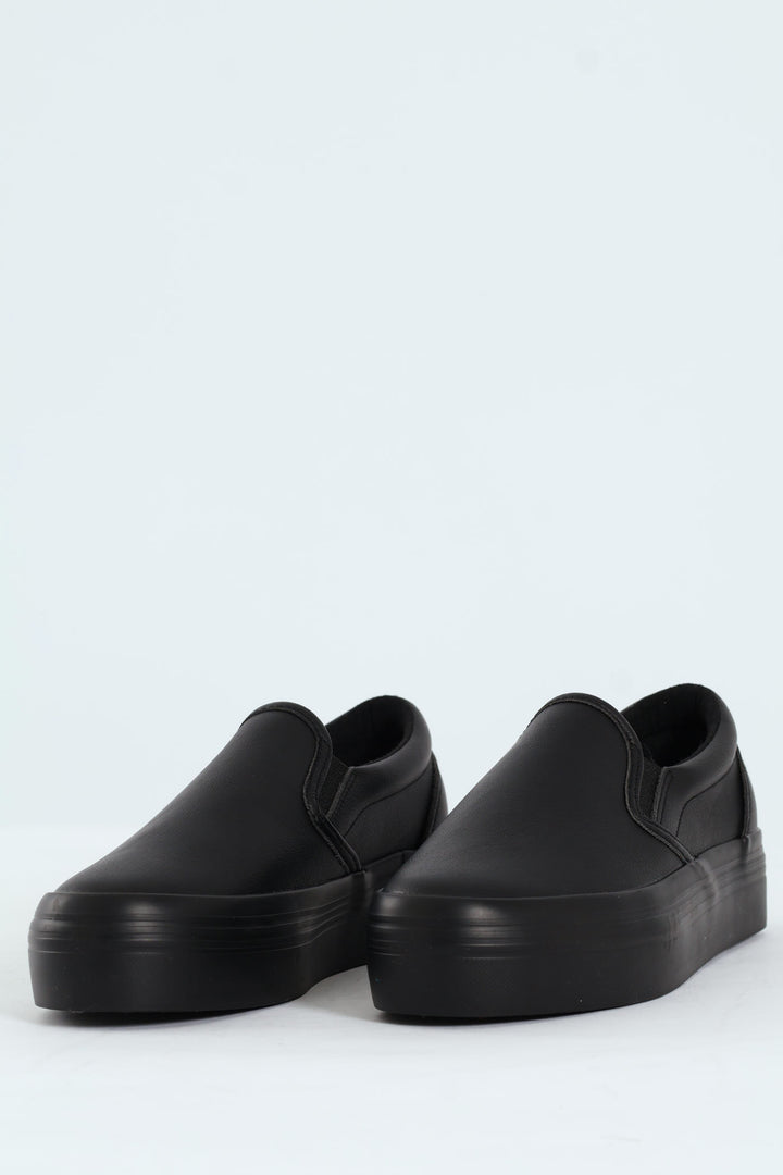 Plain Monoplatform Slip On Sneaker - Black