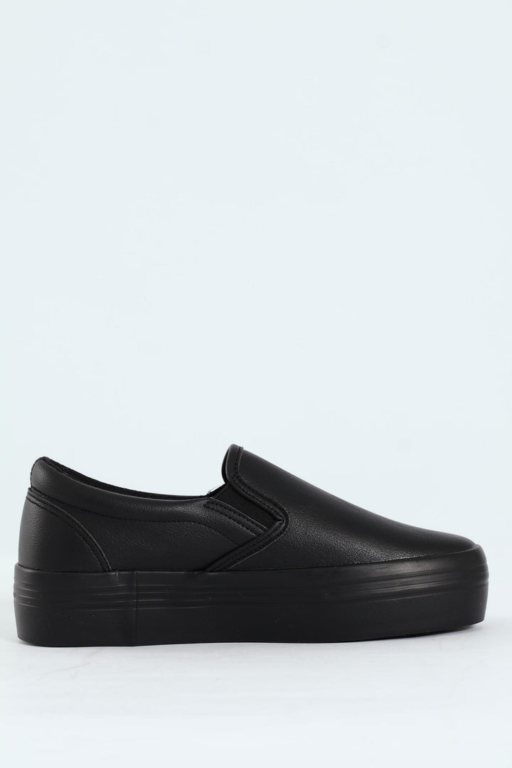 Plain Monoplatform Slip On Sneaker - Black