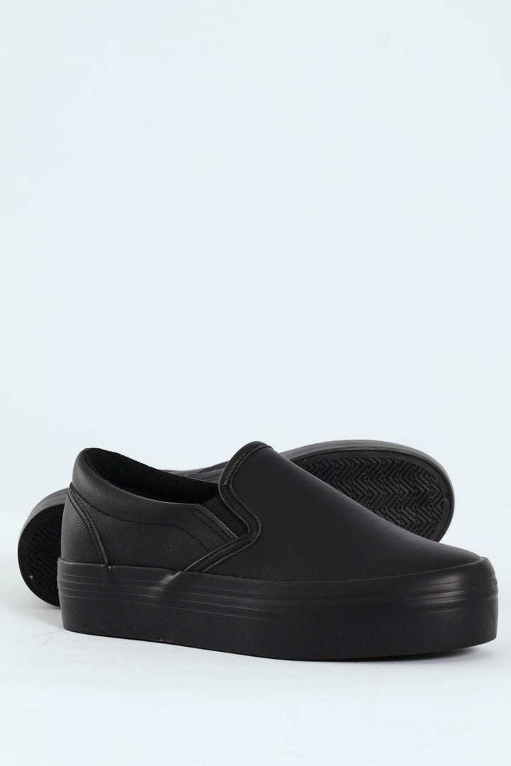 Plain Monoplatform Slip On Sneaker - Black
